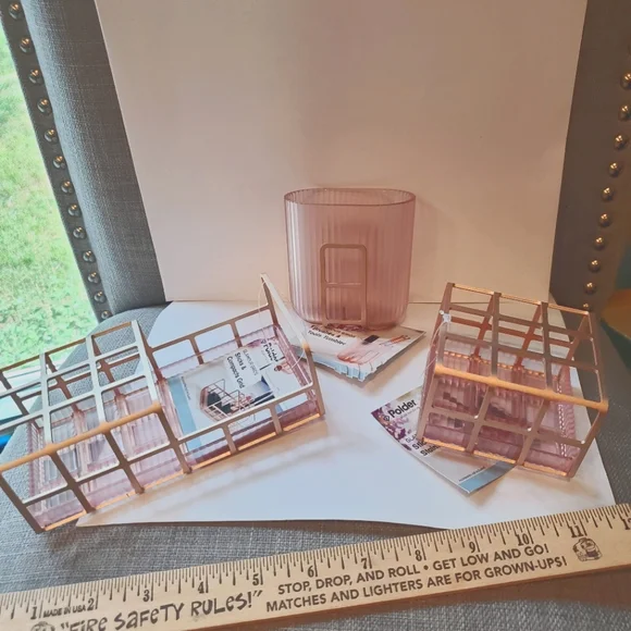 Pink Storage Organizer Set, with Gold Metal - Picture 1 of 13